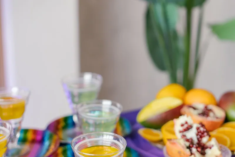 Glasses of colourful drinks ready for a celebration